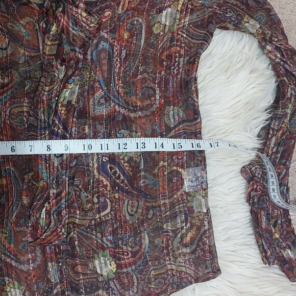 NWT Love Sam Sheer Paisley Print Blouse - Picture 10 of 12